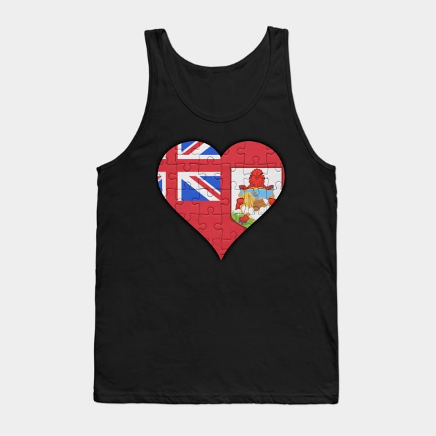 Bermudian Jigsaw Puzzle Heart Design - Gift for Bermudian With Bermuda Roots Tank Top by Country Flags